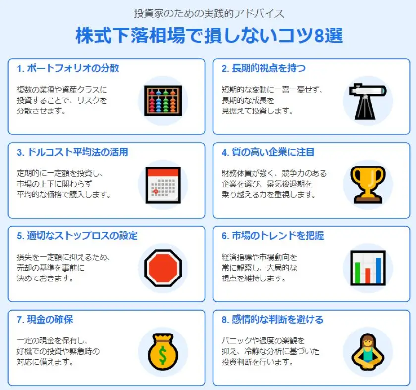 株式下落相場で損しないコツ