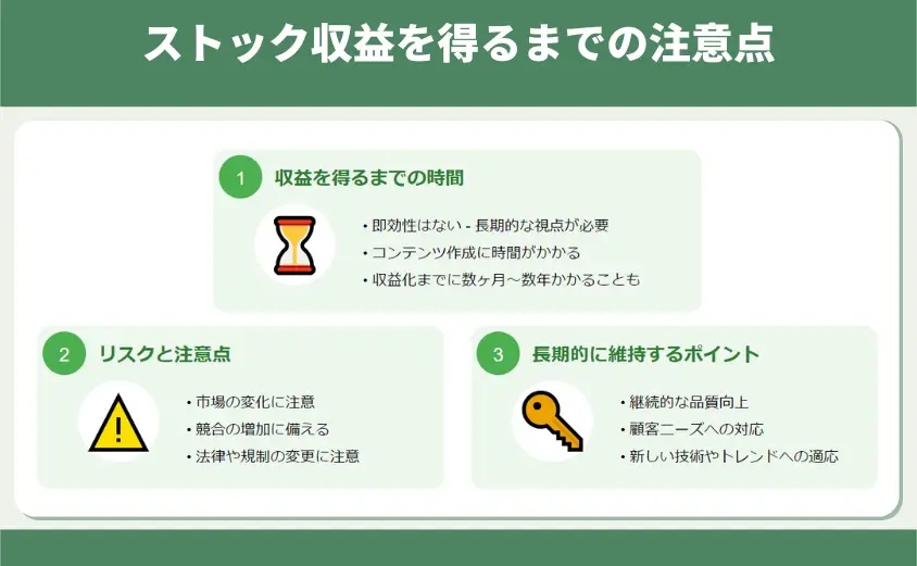 ストック収益を得るまでの注意点