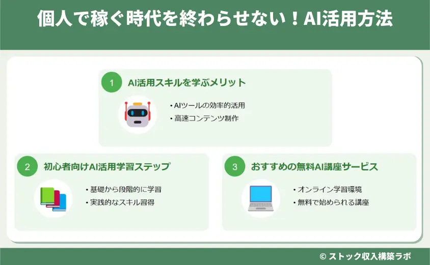 個人で稼ぐ時代を終わらせない！AI活用方法