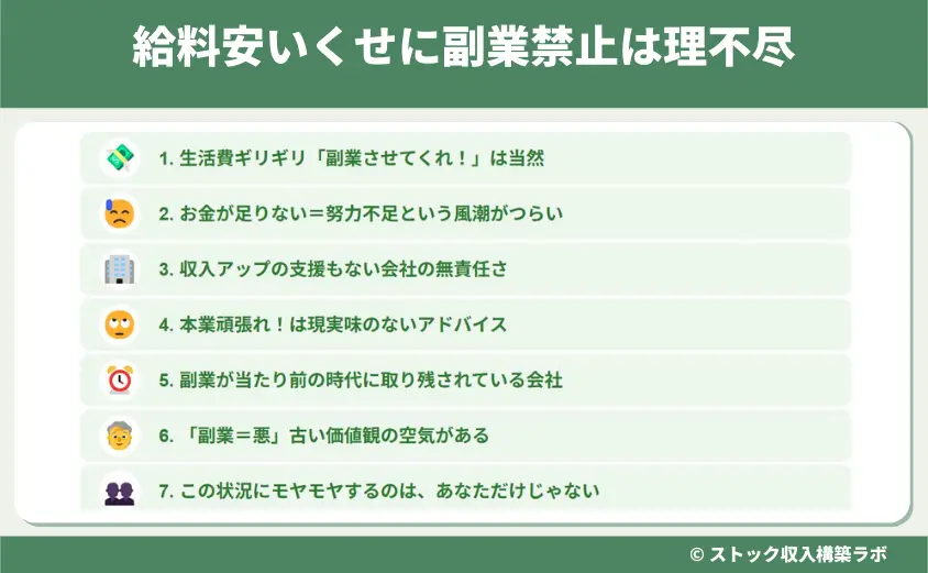給料安いくせに副業禁止は理不尽